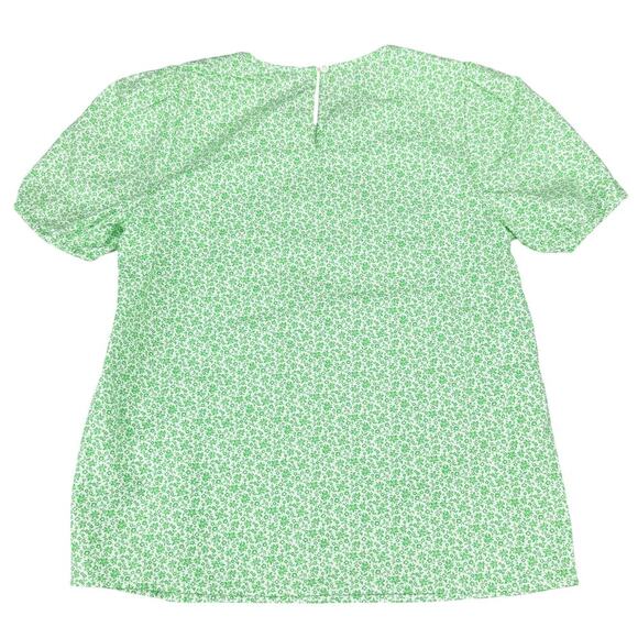 NWT J.CREW Puff-Sleeve Top Sz XXS Disty Floral Green - Picture 6 of 6